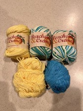 Lot Peaches  Cr me Cotton Yarn Sunshine  Energize 3 New Skeins 2 Used