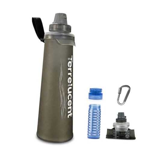 33.8 oz Collapsible Water Bottle with Filter, Squeeze Dual 1