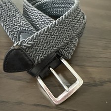 Tommy Bahama Mens 2X 46-48 Charcoal Woven Stretch Leather Trim Silver Buckle B6