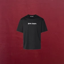 PALM ANGELS CLASSIC LOGO PRINTED MEN'S T-SHIRT BLACK SIZE SMALL NEW WITH TAGS