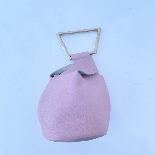 Cult Gaia Pink Mini Astraea Tote Bag Purse Blush Gold Leather Statement - Picture 2 of 10