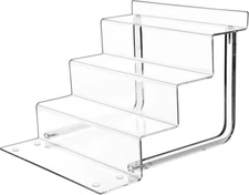 Acrylic Riser Display Stand, 100% Acrylic Clear 4-Tier Organizer for Figures, Cu