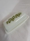 VTG PYREX COMPATIBLES BUTTER DISH W/LID 'CRAZY DAISY/SPRING BLOSSOM GREEN' 72-B