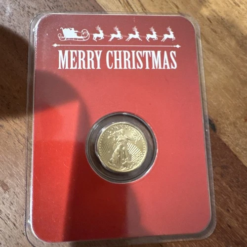 Merry Christmas 1/10 Oz Gold American Eagle .9167 Fine Gold