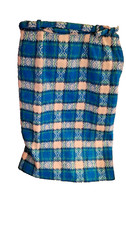 Vtg 1960s Side Zip Up Plaid Skirt Blue, Green Cream 14 Waist X 26 Length