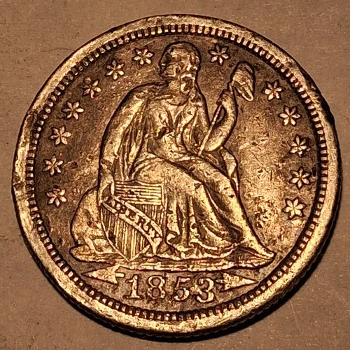 1853 Seated Liberty Dime Arrows at Date – VF Details Reverse Damage #879