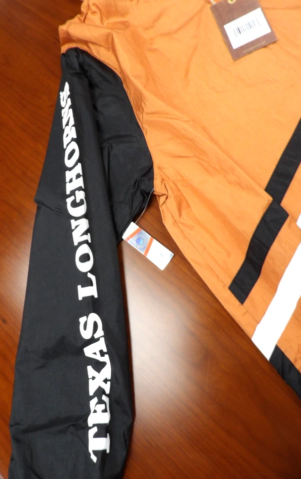 CHAQUETA CORTAVIENTOS CON CAPUCHA NUEVA CON ETIQUETAS MITCHELL & NESS NCAA TEXAS LONGHORNS TALLA XL Foto 3 de 4