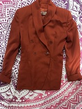 Portara Women s Rust Double-Breasted Lined Polyester Blazer Jacket Size 38