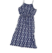 Navy & White Printed Spaghetti Strap Maxi Dress
