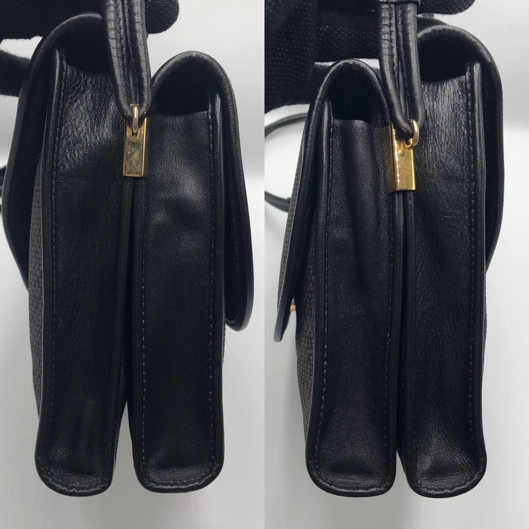 Borsa a tracolla Yves Saint Laurent nera viola jacquard PVC originale dal Giappone Ra