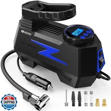 FADAKWALT Tire Inflator Portable Air Compressor, DC 12V Tire Air Pump with LE