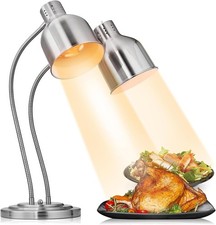 Food Heat Lamp, 2-Head Food Warming Light, 500W Stainless Steel Food Warmer Lamp