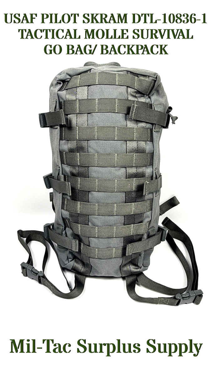 USAF PILOT SKRAM DTL-10836-1 TACTICAL MOLLE SURVIVAL GO BAG