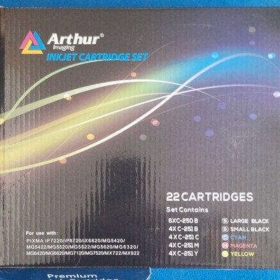  Arthur Imaging Inkjet Set for Canon  PIXMA Black  Cyan Magenta Yellow only 17.