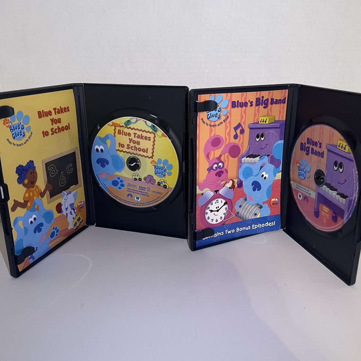 LOT of 2 Blue's Clues 2003 DVDs TAKES YOU TO SCHOOL & BLUES BIG