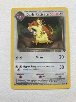 Dark Raticate , 51/82, gebraucht  , Team Rocket , Englische Pokemon Karte