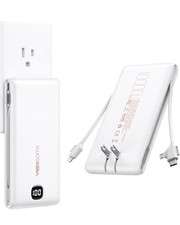 VEEKTOMX 10000mAh Power Bank with AC Plug, Fast Charging USB-C Portable Charger