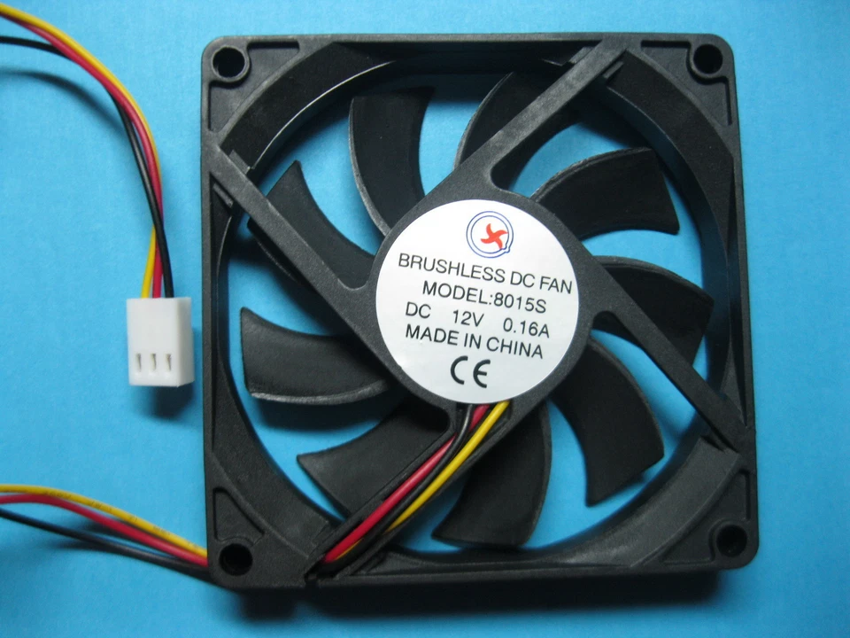 2 pcs Brushless DC Cooling Fan 12V 8015S 9 Blades 80x80x15mm 3pin Sleeve Bearing - Image 2 of 3