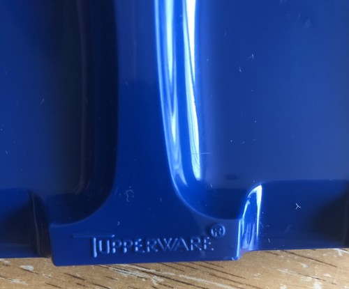Tupperware Navy Blue Double Spoon Utensil Rest 1226 Kitchen Gadget Retro NOS - Picture 2 of 6