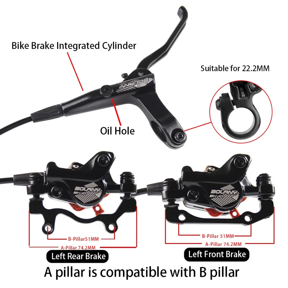 MTB Bicycle Oil Disc Brake 160mm Rotor Caliper Hydraulic Front Rear Handle Brake - Image 2 of 4