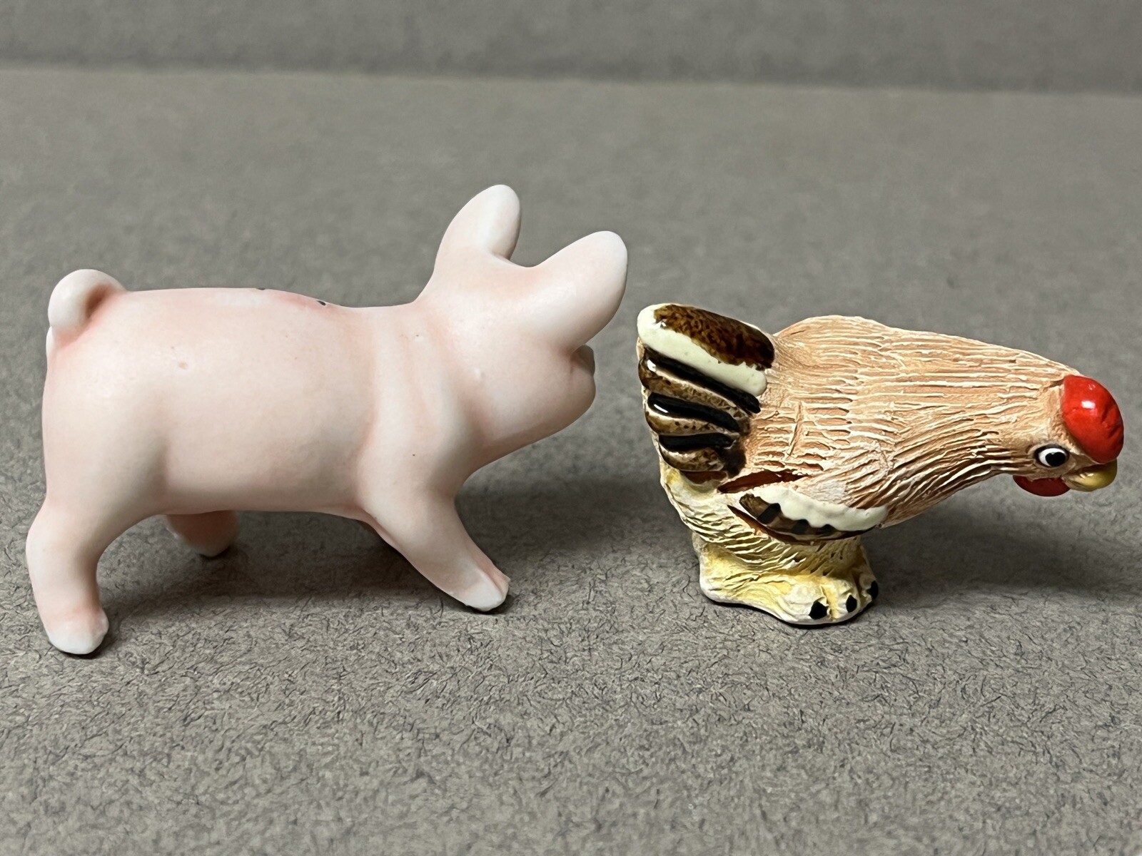 12-Vintage MINIATURE Porcelain/Ceramic Animals-Cow,Pigs,Dogs,Rabbit,Hen,Duck,Etc