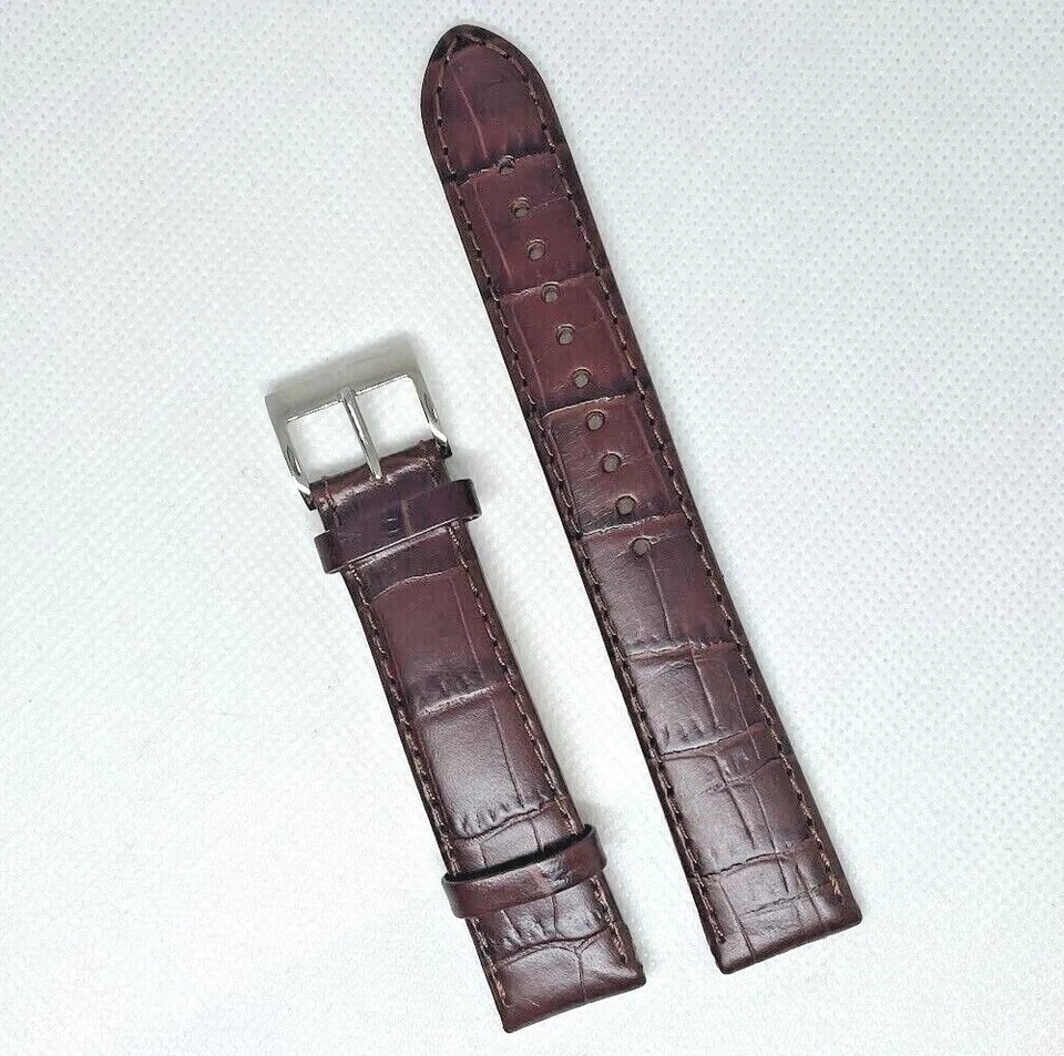 Pulseira de couro genuíno Wittnauer--impressão de crocodilo marrom - Imagem 2 de 4