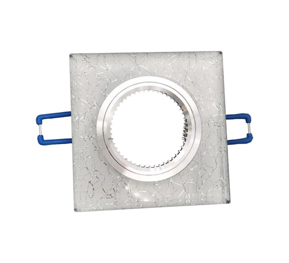 10 PORTA FARETTO A INCASSO SUPPORTO QUADRATO PORTAFARETTI VETRO ARGENTO P16 - Immagine 2 di 4