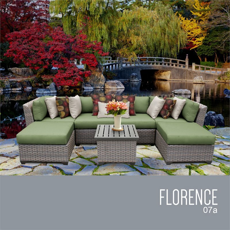 TK Classics Florence 7 Piece Outdoor Sectional Seating with Cushions in
