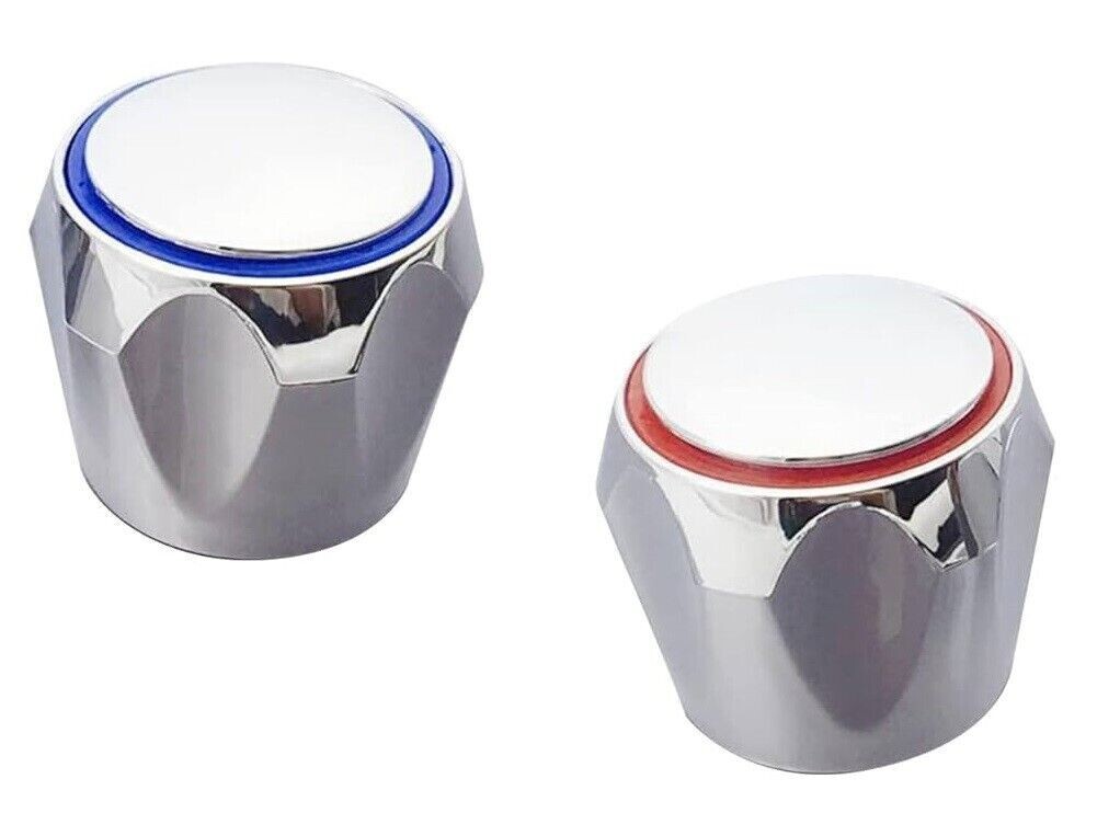 REPLACEMENT HOT & COLD TAP' TOP HEAD COVERS METAL CHROME PLATED SOLID 1/2" eBay