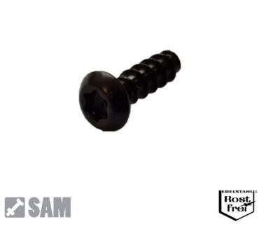 25 schwarze Schrauben Kunststoffe Linsenkopf Torx EDELSTAHL A2 SCHWARZ 2,0X8