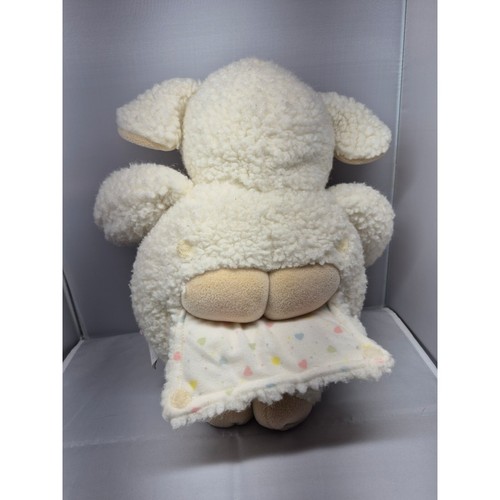 Lamb Sheep Plush Stuffed Animal Toy Pink Nose Embroidered Flowers Cream - Picture 6 of 8