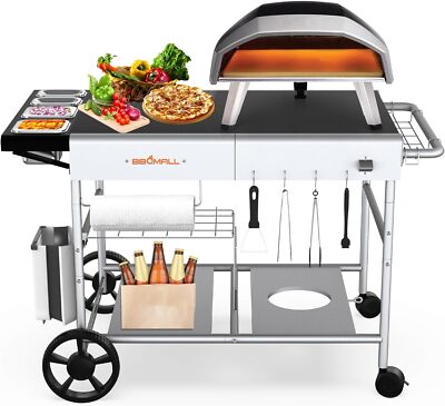Pizza Oven Cart Table for Ooni Koda/Karu/Fyra 16 & 12 with Pizza Topping Station