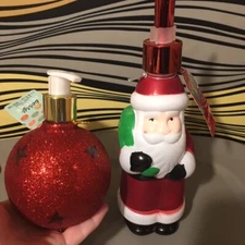 *~NEW Simple Pleasures christmas hand soaps Santa 16.9 oz & Ornament 11.8 oz