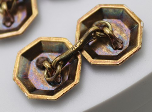 Pair of Art Deco Larter Black Enamel, Platinum-Topped 14K Yellow Gold Cufflinks - Bild 7 von 8