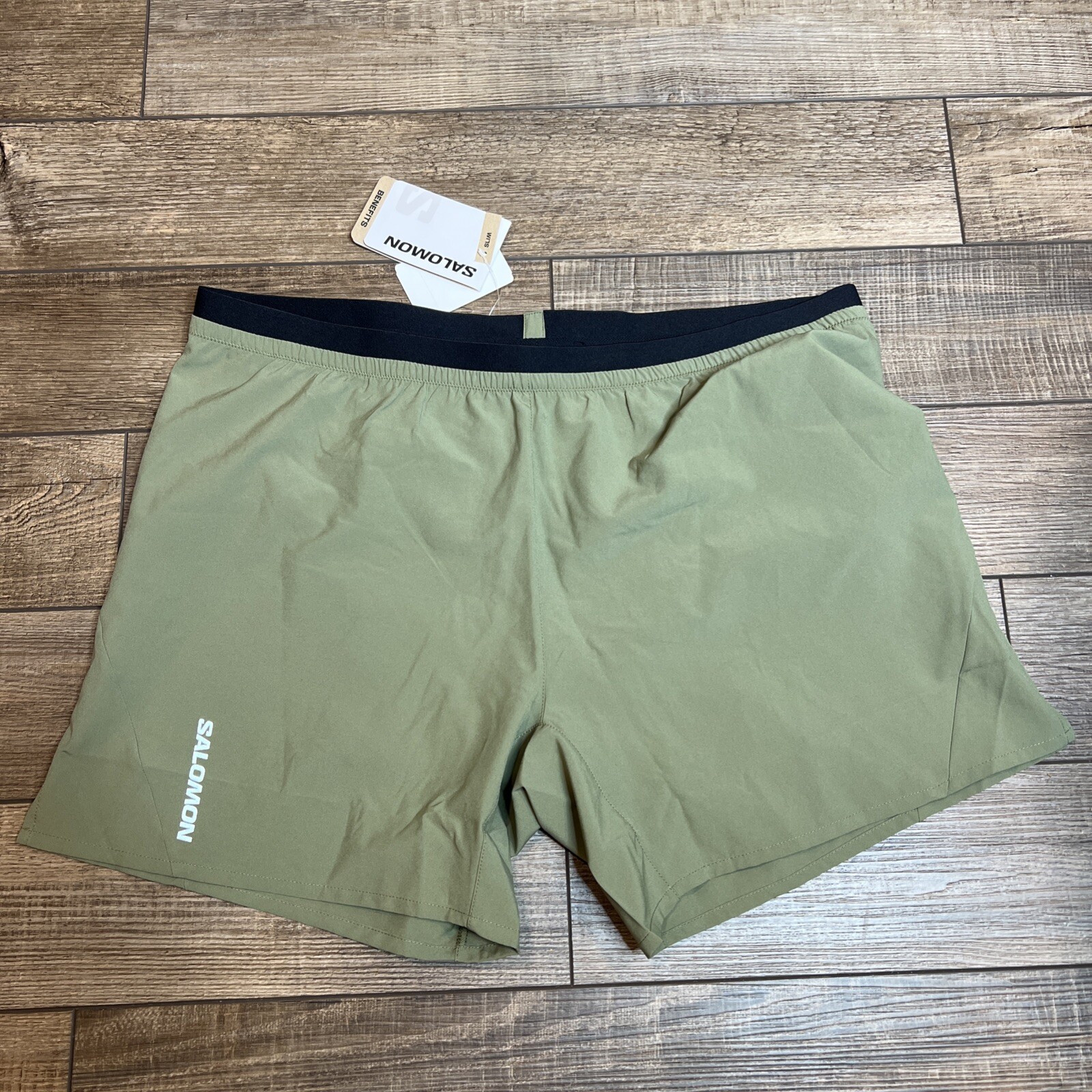 Salomon pantaloncino uomo cross 5” nuovo con etichetta XL extra large verde lichene profondo