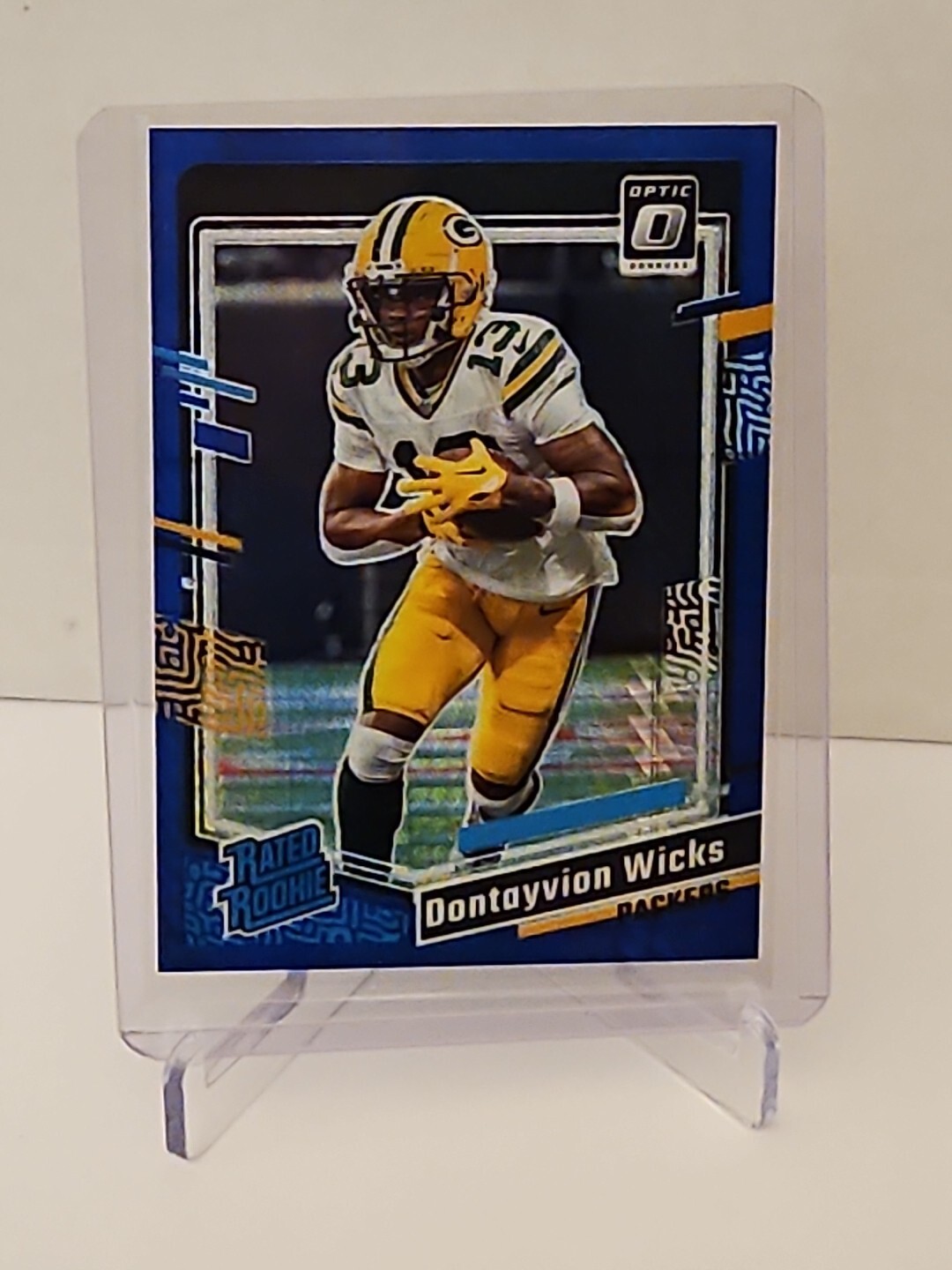 🔥2023  Optic Rated Rookie Card Blue Scope#249 Dontayvion Wicks💯🏈