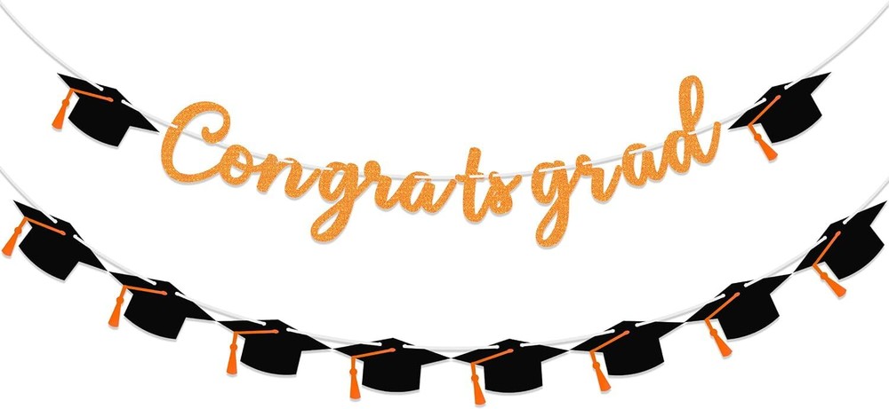 15PCS Orange Glitter Congrats Grad Banner for 2025 Graduation Decorations and Party Supplies 15PCS Orange Glitter Congrats Grad Banner for 2025 Graduation Decorations and Party Supplies