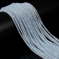 Natural Aquamarine Faceted Rondelle Beads Size 1.5x2mm 15.5'' Strand