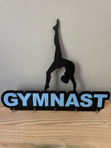 Gymnastics Gymnast Black/Blue SPORTS MEDAL DISPLAY RACK HOLDER