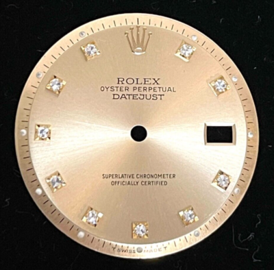 OEM Rolex Datejust Champagne Diamond Pie Pan Dial FITS 1601, 1600