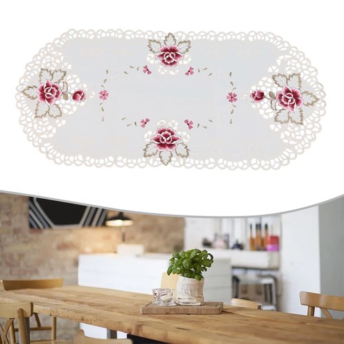 White Vintage Lace Tablecloth Floral Table Runner Cloth Cover Wedding Party - Picture 15 of 24
