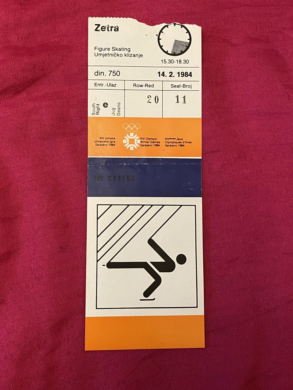 Olympic ticket ZOI Sarajevo 1984
