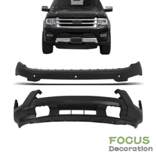 Front Upper Lower Bumper Cover For 2015 2016 2017 Ford Expedition W/Radar Holes