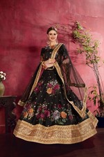 Latest Heavy Benglori Black Lehenga Choli With Soft Net Dupatta For Reception