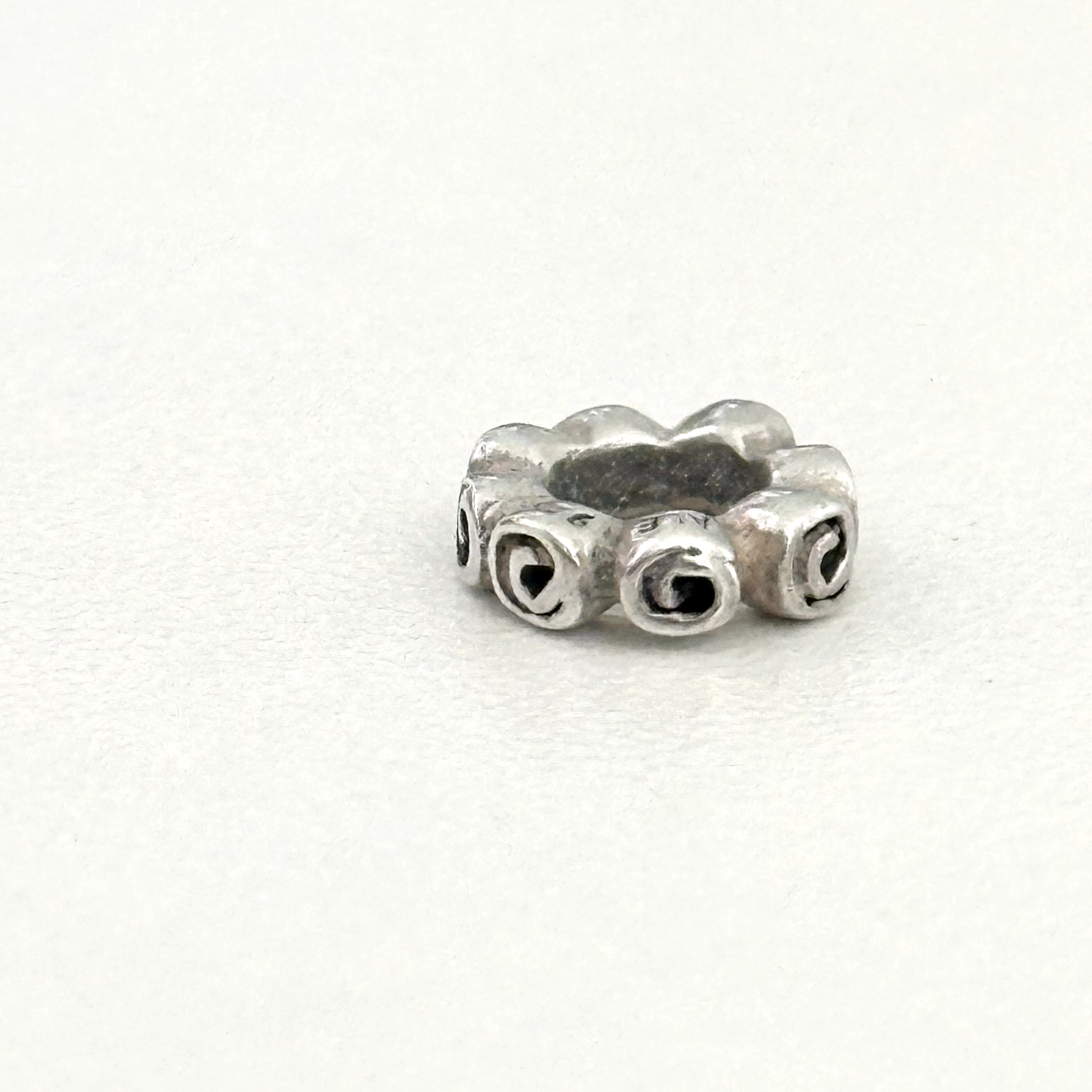 Pandora 925 Sterling Silver Small Roses Retired Thin Swirl Spacer Bead Charm