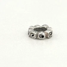 Pandora 925 Sterling Silver Small Roses Retired Thin Swirl Spacer Bead Charm