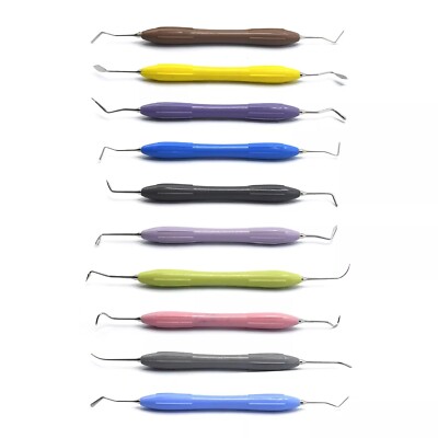 Dental Composite Filling and Restorative Instruments 10 pcs with Silicon Handle
