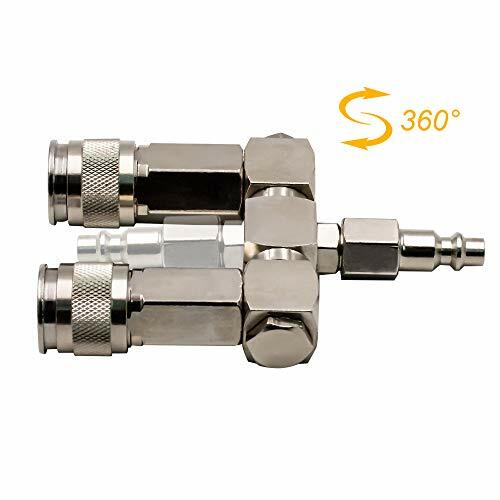 Connettore Tubo Aria - Sdoppiatore Tubo Aria 2 Vie, 1/4 In NPT, Girevole 360 Gradi - Foto 6 di 7