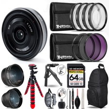 Sony E 20mm f/2.8 Lens -3 Lens Kit Tripod Backpack -64GB Kit