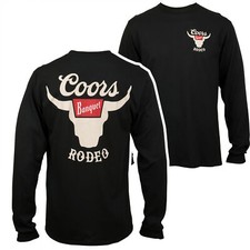 Coors Banquet Rodeo Horns Logo Front and Back Print Long Sleeve Shirt Black